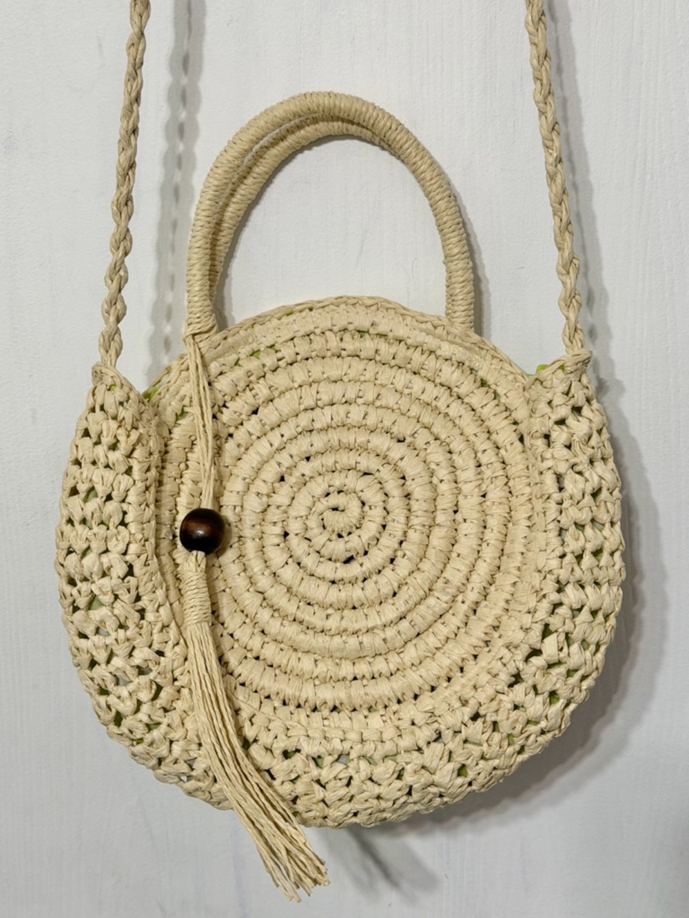 Solid & Striped Round Boho Beach Straw Crossbody Bag